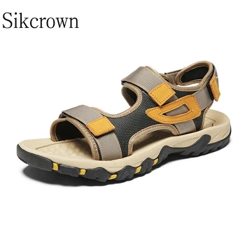 Летние походные сандалии цвета хаки для мужчин, широкая стопа, большой размер 38-47, уличная пляжная повседневная обувь, модные походные высококачественные сандалии
