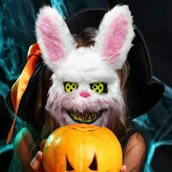 Маска на Хэллоуин Изысканный реалистичный реквизит для маскарада Кролика ужасов для оформления вечеринок и фестивалей на Хэллоуин