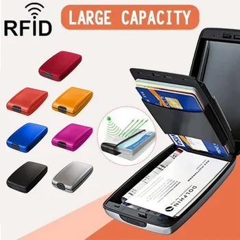 Многофункциональный RFID-кошелек из алюминиевого сплава, зажим для денег, сумка для монет, кошелек, удостоверение личности, футляр для кредитных карт, противоугонная сумка для хранения кошелька