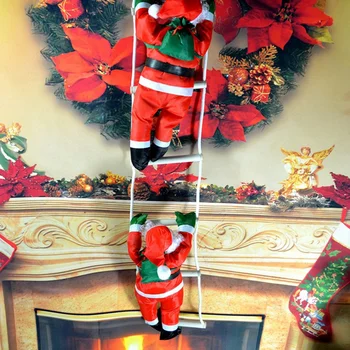 Набитая Санта-Клаусом кукла Санта-Клауса, Рождественский Санта-Клаус, Карабкающийся по веревке, Подвесной кулон