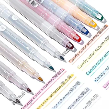 Набор флуоресцентных ручек с двойной головкой в видимом окне, 5-цветной маркер для заметок учащихся