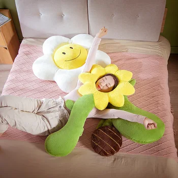 Новая длинная подушка в виде цветка для ног девочек во время сна, подушка в форме цветка, гигантская подушка в виде цветка в полоску