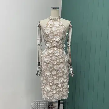 Новое американское модное платье на заказ с объемным цветочным рисунком для тяжелой промышленности, кружевное платье с бриллиантами