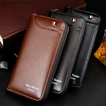 Новый длинный кошелек Мужской деловой на молнии с несколькими картами, сумка большой емкости, модная сумка для мобильного телефона для отдыха, кошелек