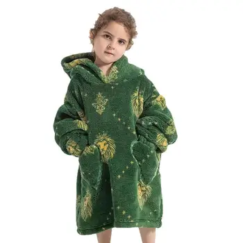 Носимое одеяло Детское Одеяло для малышей Толстовка с капюшоном для детей Негабаритное Пушистое согревающее одеяло с карманом Одеяло для детского сада