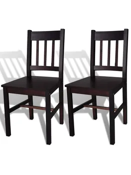 Обеденные стулья 2 шт Темно-коричневый сосновый скандинавский стул, обеденные стулья