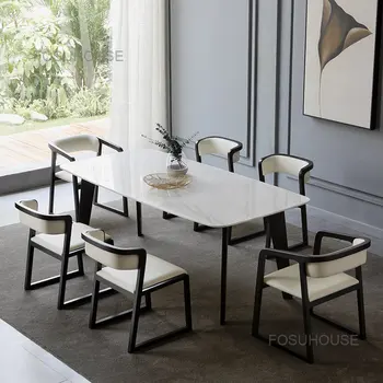 Обеденные стулья из массива дерева Nordic Family, Современная кухонная мебель, простой стул, стул со спинкой для гостиничного ресторана, Офисное китайское кресло