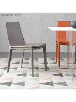 Обеденный стул из кожи с седлом, Домашний Современный минималистский Скандинавский Легкий Роскошный Обеденный стул, Итальянский минималистский обеденный стол, стул