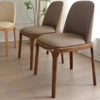 Обеденный стул с белым кожаным ковриком Nordic Timber, Промышленный обеденный стул с необычной деревянной ножкой, Оранжевая Домашняя кухонная мебель Cadeiras