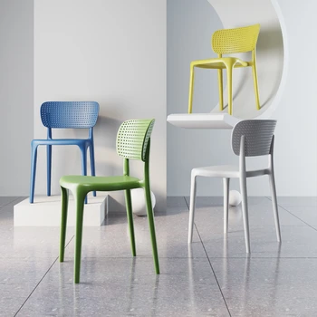 Обеденный стул, Уличные Пластиковые обеденные стулья, Складывающиеся стулья со спинкой, для кухни, Для дома, Современный минималистичный обеденный стул Nordic