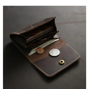Оригинальный повседневный мужской кошелек из воловьей кожи ручной работы в стиле ретро с коротким рукавом, сумка для карт, молодежная сумка для монет