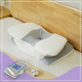 Ортопедическая подушка с хлопковой бабочкой с эффектом памяти, поддерживающая шейку матки, подушка с медленным отскоком, основная гостиничная подушка для здоровья шейки матки