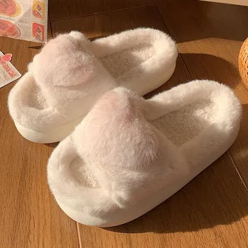 Осенне-зимние Новые домашние хлопчатобумажные тапочки на мягкой подошве для женщин, Модная Домашняя обувь для спальни, теплая и милая 3D Домашняя обувь для любви