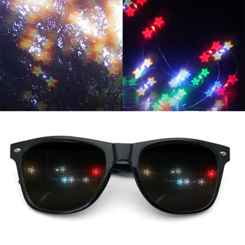 Очки со специальным эффектом в форме звезды, Волшебные световые очки, Наблюдайте за изменением света, Дифракционные очки в ночное время, солнцезащитные очки