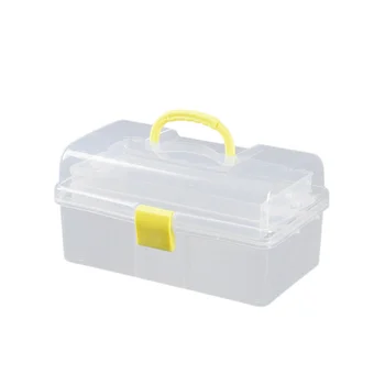Переносной ящик для сортировки принадлежностей, многофункциональный складной прозрачный желтый ящик для хранения с пряжкой, автомобильный ящик для хранения