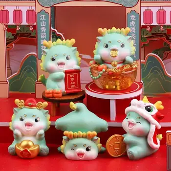 Подарки на китайский Новый год 2024 Фигурки мультяшного дракона Mi-cro Ландшафтные украшения для украшения дома Kawaii Room Decor