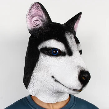 Популярная 3D Милая Забавная и холодная маска Хаски, Латексная резиновая маска для вечеринки с животными, маска для животных с полной головой
