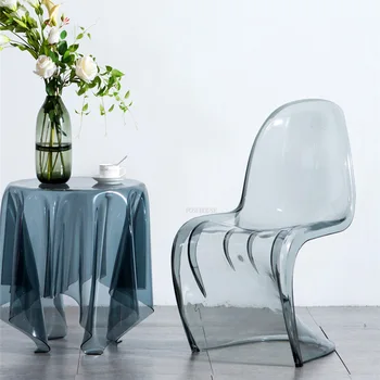 Прозрачный обеденный стул для кухни, дизайнерский стул с хрустальным акцентом, Обеденные стулья, современный минималистичный акриловый стул, мебель для дома