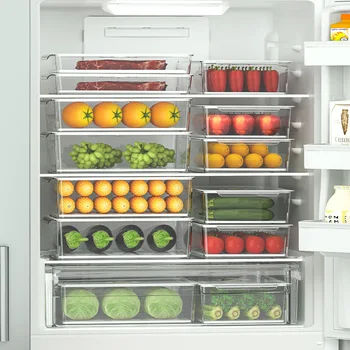 Прозрачный прямоугольный ящик для хранения в холодильнике, Ящик для хранения пищевых продуктов, Коробки для консервирования овощей и фруктов