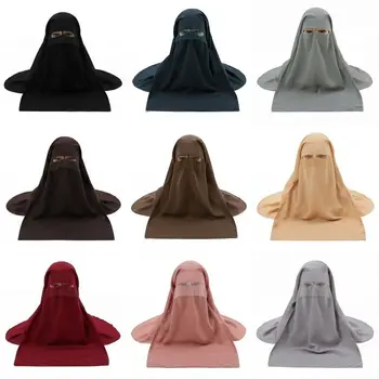 Рамадан, Исламская Саудовская Аравия, Женский Никаб с полным лицом, Вуаль, Молитвенные Хиджабы, Шляпа, Мусульманский Однотонный платок, Химар-Тюрбан
