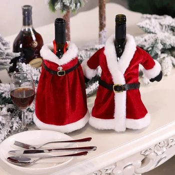 Рождественские Креативные крышки для бутылок с вином, Набор для красного вина, Рождественское платье, Юбка, Декор, Сумка для красного вина