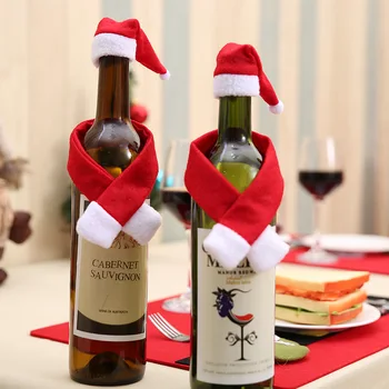 Рождественские креативные товары для дома, нетканый шарф + шляпа, украшение для винной бутылки, Рождественское украшение для винной бутылки