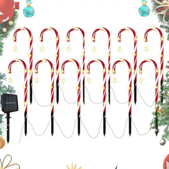 Рождественский светильник-трость, уличные указатели для дорожек, фонари, Рождественский декор, трости, украшения для праздничного Рождественского двора, патио, сада
