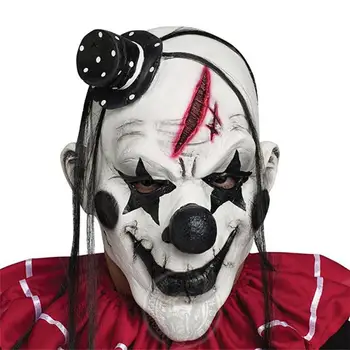 Роскошная маска страшного клоуна из латекса для взрослых, Уродливая маска для Хэллоуина, белые волосы, костюм маски для лица злого убийцы на Хэллоуин, вечеринка