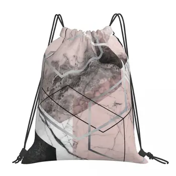 Румяно-серые геометрические рюкзаки, повседневная портативная сумка на шнурке, спортивная сумка с завязками, сумка для книг, школьная сумка для путешествий