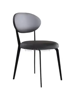 Скандинавский минималистичный Металлический обеденный стул Современный минималистичный домашний стул с мягкой спинкой-сумкой Кресло для переговоров для отдыха Кожаное искусство