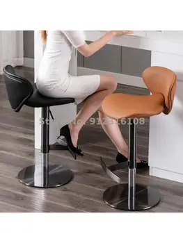 Современный простой барный стул, бытовой подъемник, барный стул, вращающийся, Нержавеющая сталь, черный Титан, итальянский минималистичный, легкий, роскошный, высокий