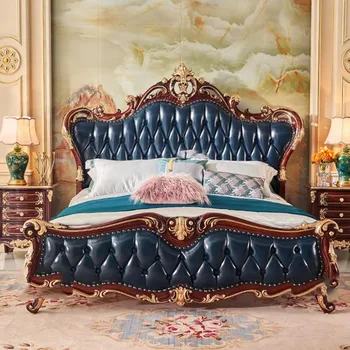 Спальня Современная Эстетичная Кровать Деревянная Nordic Twin King Size Кровать Из Натуральной Кожи Роскошная Мебель Для Дома Letto Matrimonialev