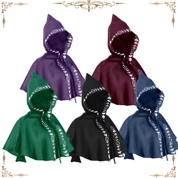 Средневековый плащ-накидка - плащ с капюшоном и принтом, готический костюм вампира для косплея, для Хэллоуина, сценических представлений, вечеринки