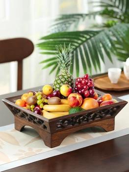 Таиланд импортировал фруктовую тарелку из дерева, китайскую креативную ретро-тарелку из цельного дерева, чайный столик, простую тарелку из сухих фруктов