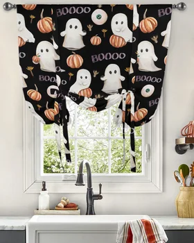 Текстура призрака на Хэллоуин, оконная занавеска для гостиной, домашний декор, Римская занавеска, кухонные шторы на завязках, Регулируемые шторы