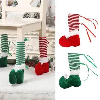 Тонкое мастерство изготовления чехла для ножек стола, чехлы для ножек праздничного стола, очаровательные носки с изображением Санта-Клауса, защитные для стульев на Рождество