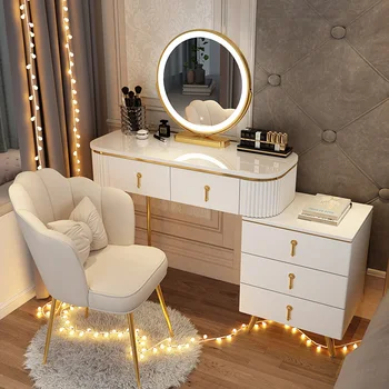 Туалетные столики для спальни в скандинавском стиле, Минималистичные роскошные креативные зеркальные светильники, туалетные столики для хранения мебели Tavolo Trucco WZ50VT