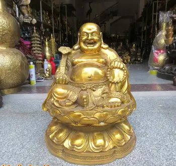 Улыбка Будды из чистой меди, приглашающая деньги в орнаменте Майтрейи