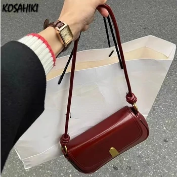 Универсальные винтажные модные сумки через плечо, офисные женские Корейские шикарные простые сумки, элегантная женская сумка Y2k в стиле ретро, повседневная сумка подмышками.