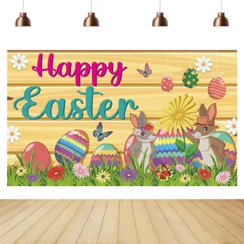 Фон для Пасхального кролика, Весенний баннер с яйцами Пасхального кролика, фон для фотобудки для весенней Пасхальной вечеринки
