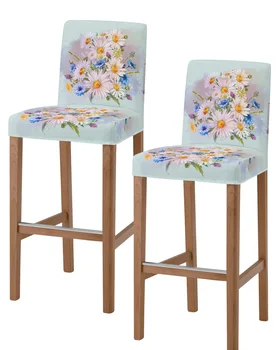 Цветочная маргаритка, весенне-летние акварельные чехлы для барных стульев, чехлы для стульев для кафе, офиса, съемный чехол для сиденья стула для паба