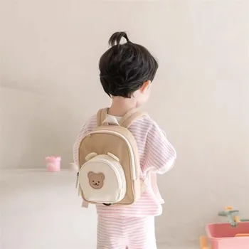 Цельнокроеный Детский рюкзак в Корейском стиле, рюкзак с мультяшными животными Kawaii для маленьких мальчиков и девочек, милая сумка для хранения закусок на открытом воздухе