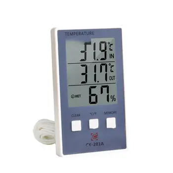 Цифровой термометр Гигрометр Измеритель влажности в помещении и на улице C / F ЖК-дисплей Датчик температуры Зонд Метеостанция
