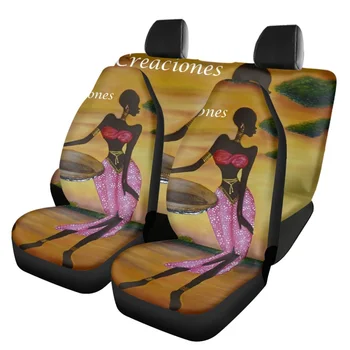 Чехол для передних и задних сидений автомобиля для женщин, дизайн в африканской культуре, чехол для автокресла, универсальный набор из 4шт для фургонов, автомобильные аксессуары