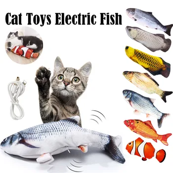 Электрическая игрушка для кошек Рыбки, Игрушки для домашних кошек, Имитация Рыбки, Качели, Танец Котенка, Игрушка-Рыба, Забавные Кошки, Жующие Игровые Принадлежности, USB-порт
