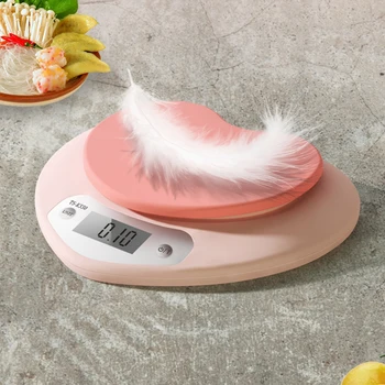 Электронные кухонные весы весом 5 кг / 1 г, грамм, точные цифровые весы для продуктов питания в форме розового сердца, портативные цифровые весы