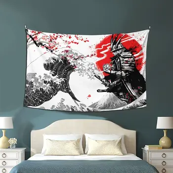 Японский гобелен с плакатами, гобелен с самураями, гобелен с Сакурой, аниме-гобелен для украшения японской мебели в спальне
